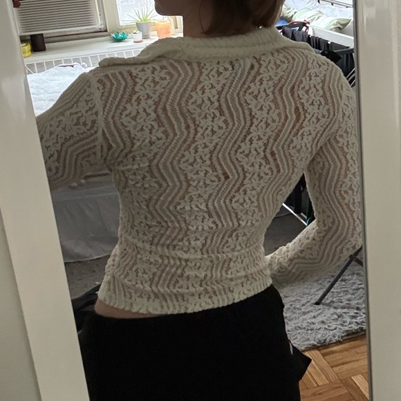 Princess Polly Cream Lace Button-Down Shirt - Picture 3 of 5